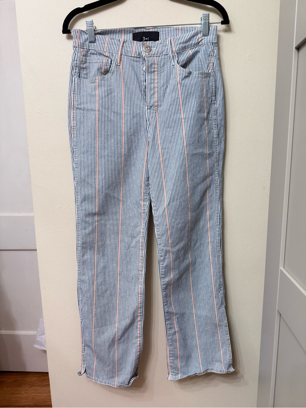 3x1 Designer Railroad Stripe Austin Crop Jeans High Rise Preppy Streetwear Eco